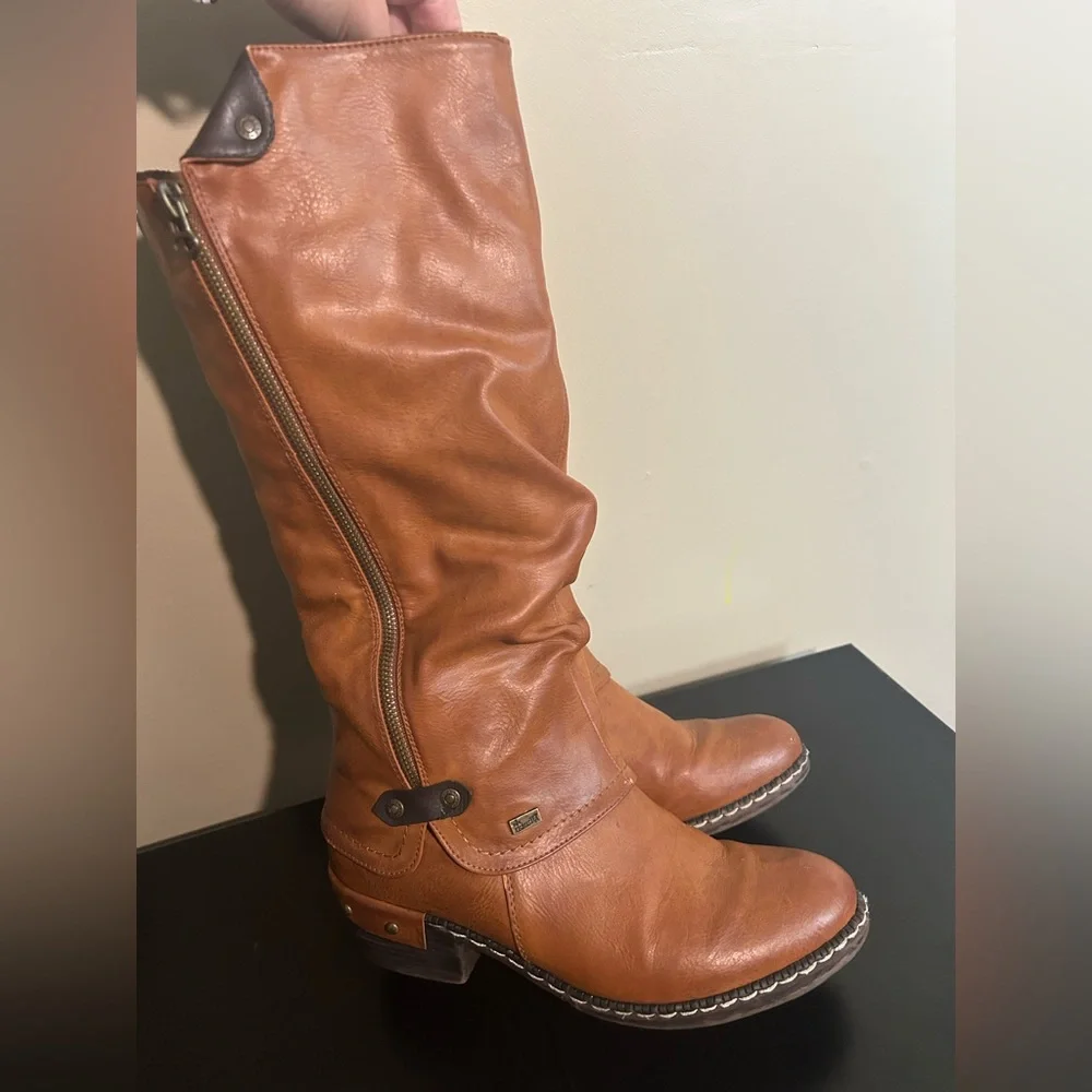 Rieker Brown Riding Boots with Sherpa Lining, Size 39 US 8.5 - Picture 4 of 11
